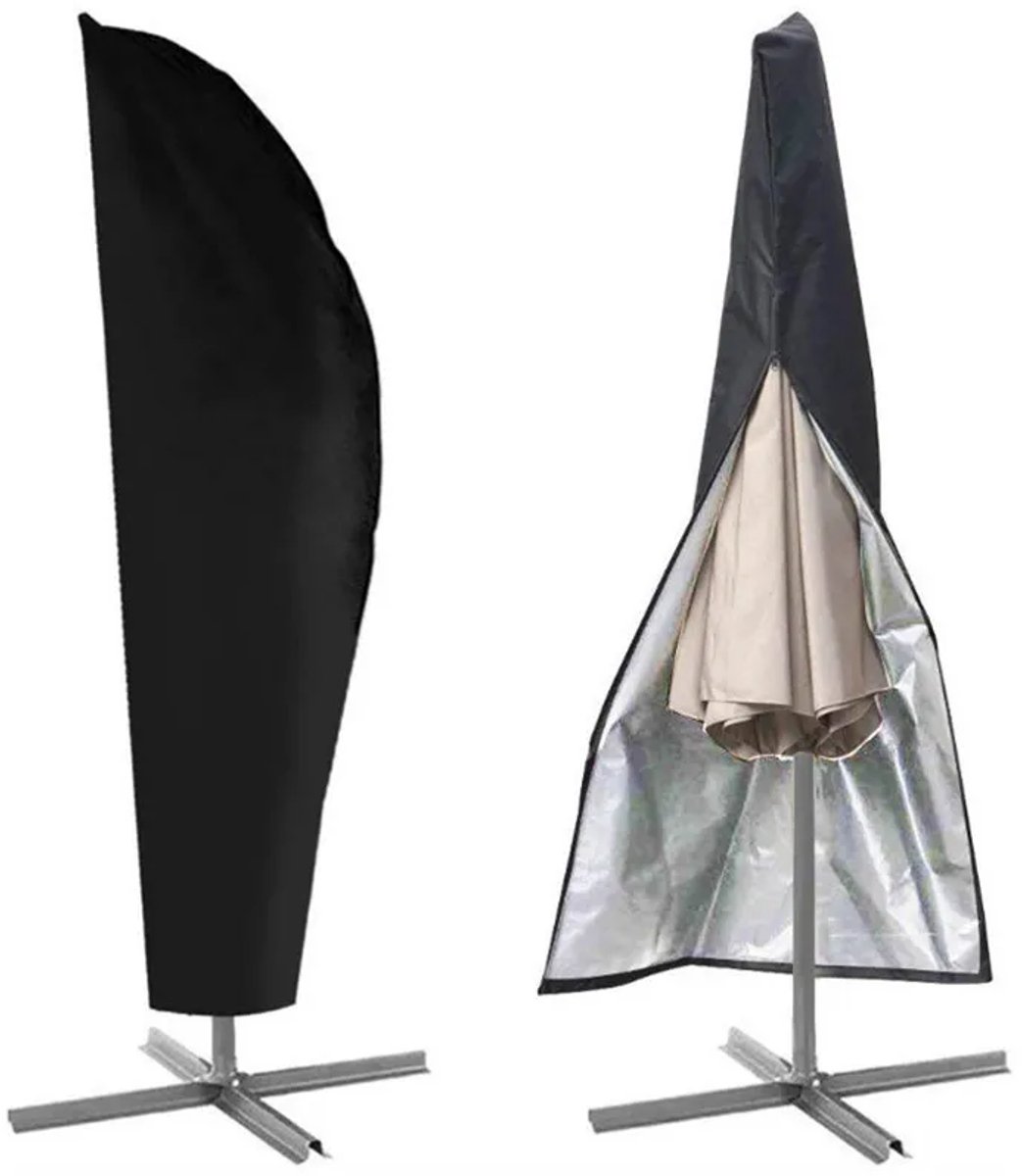 BukkitBow - Parasolhoes voor Zweefparasol - Waterdicht Polyester - Met Rits & Koordsluiting - 265x70 cm - Zwart