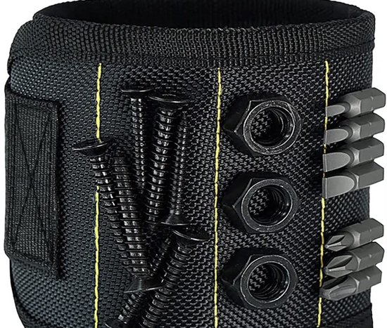 Bracelet magnétique Outils – Avec aimants puissants – Pour Vis, Punaises et embouts – Accessoire de bricolage pour bricoleurs et professionnels