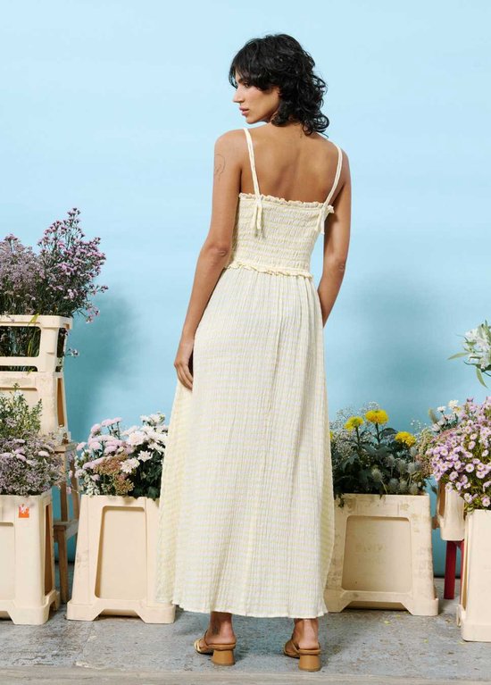 Robe d'été longue en lin rayé jaune FRNCH Marianne
