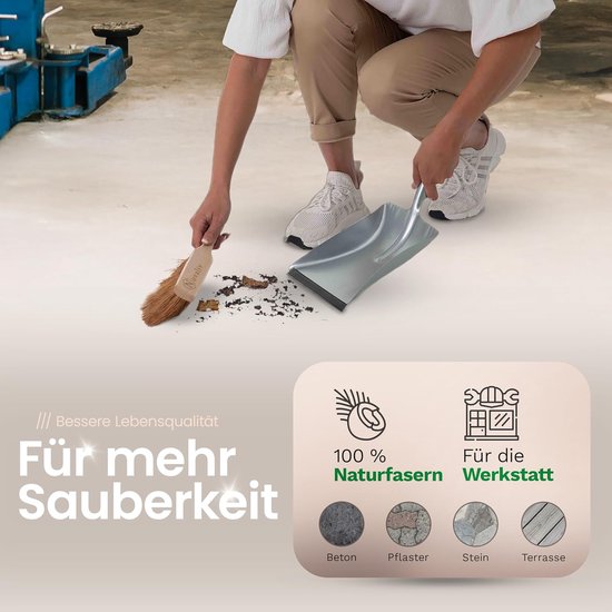 Handbezem lange steel I 60 cm I kokosnoot I garde auto handbezem handveger wasborstel veegmachine — afbeelding 3