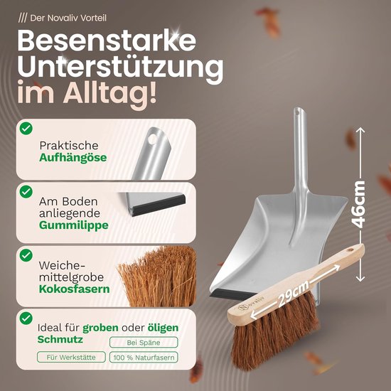 Handbezem lange steel I 60 cm I kokosnoot I garde auto handbezem handveger wasborstel veegmachine — afbeelding 5