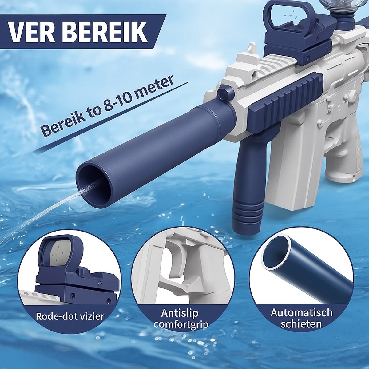 ASTRAVON Elektrisch Waterpistool - 2026 MODEL - Automatisch Waterpistool - Waterpistool - Zomer Speelgoed - Watergevecht - Oplaadbaar - Blauw - Kinderplezier - Waterpret - Strand speelgoed - Tuinspeelgoed - Elektrisch speelgoed - Waterbattle — afbeelding 5