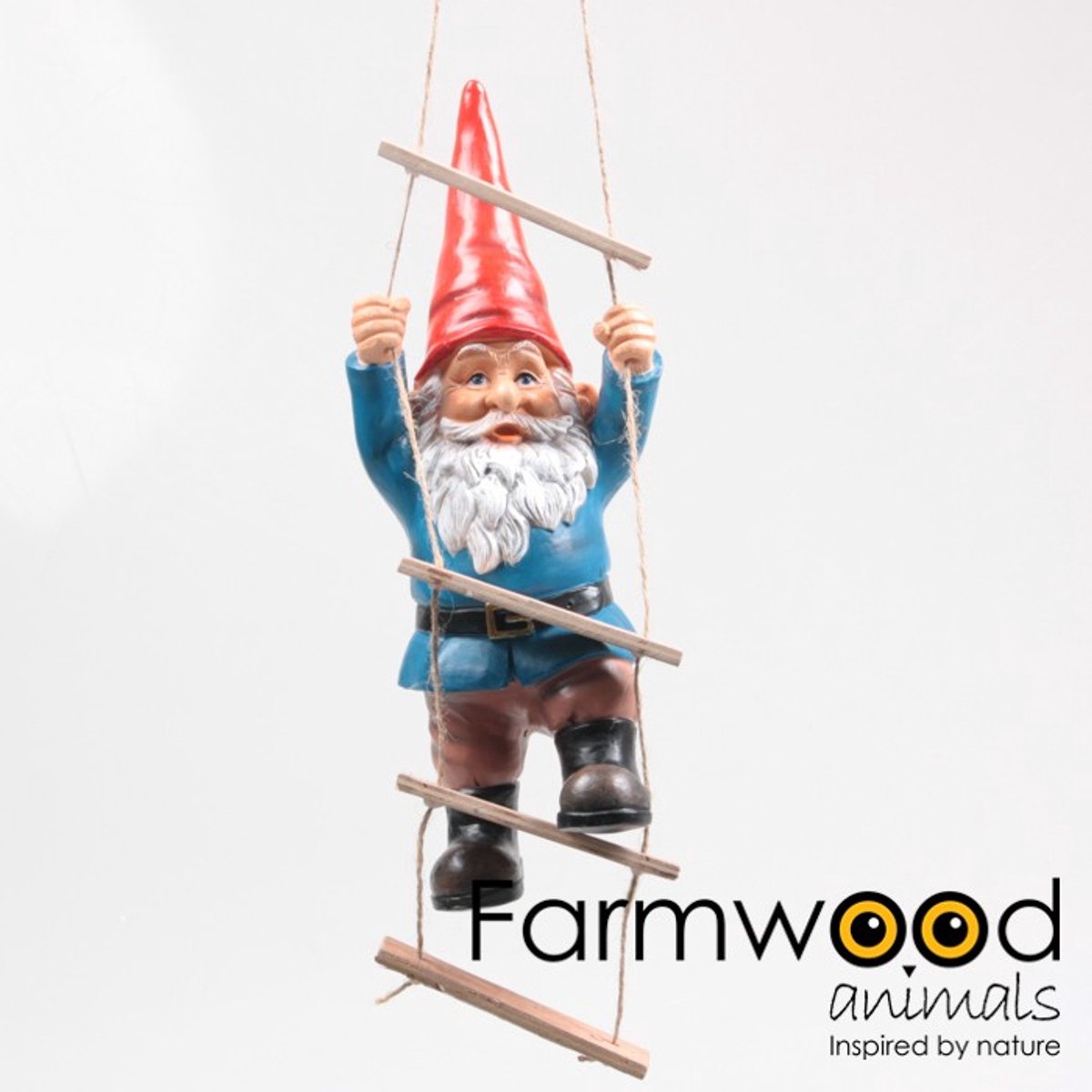 Tuinbeeld Tuinkabouter klimt op ladder | glanzend | 35 cm