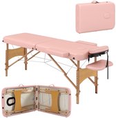 Grokos - Massagetafel - Massagetafel Inklapbaar - Behandeltafel - Massage Bed - Massagebank - Behandelbank - In Hoogte Verstelbaar - 185x60x64-88cm - Roze