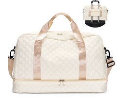 YONO Reistas Handbagage - Weekendtas 50x30x25 - Duffel Bag - Dames - Heren - Beige Champagne