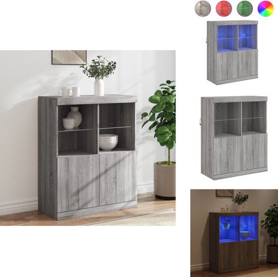 Moderne Dressoir K140 2D 4SZ - Artisan Eiken & Grijs Mat - Vier Lades Twee Deuren Zelfmontage Praktische Opbergruimte