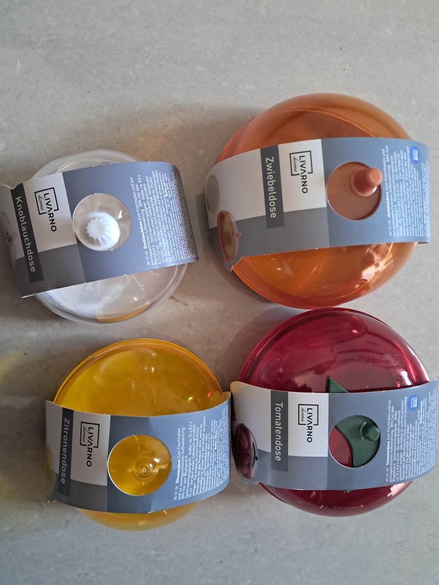 Livarno home Vershoud bakjes - Tomaat, Ui, Knoflook, Citroen - Set van 4 stuks