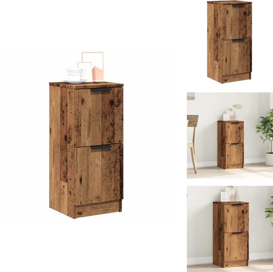 vidaXL Dressoir 30x30x70 cm bewerkt hout zwart, kast, opbergkast, ladekast, nachtkastje, wandkast, lage kast, opslagmeubel, houten kast, kasten