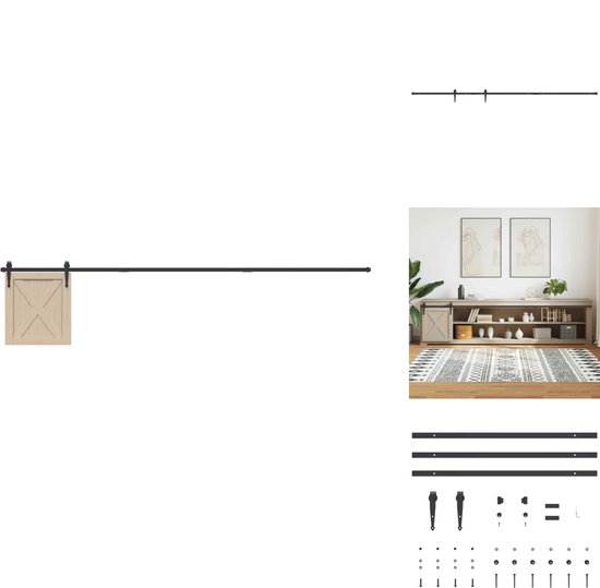 vidaXL Schuifkastdeur Kit - Schuifkastdeur Kits - Schuifkastdeur Hardware - Schuifdeur Track Kit - Ophangset voor schuifdeur 244 cm koolstofstaal