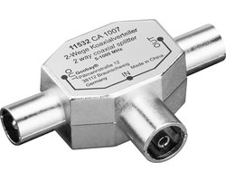 TV splitter met 2 uitgangen (metaal) / 5-1000 MHz