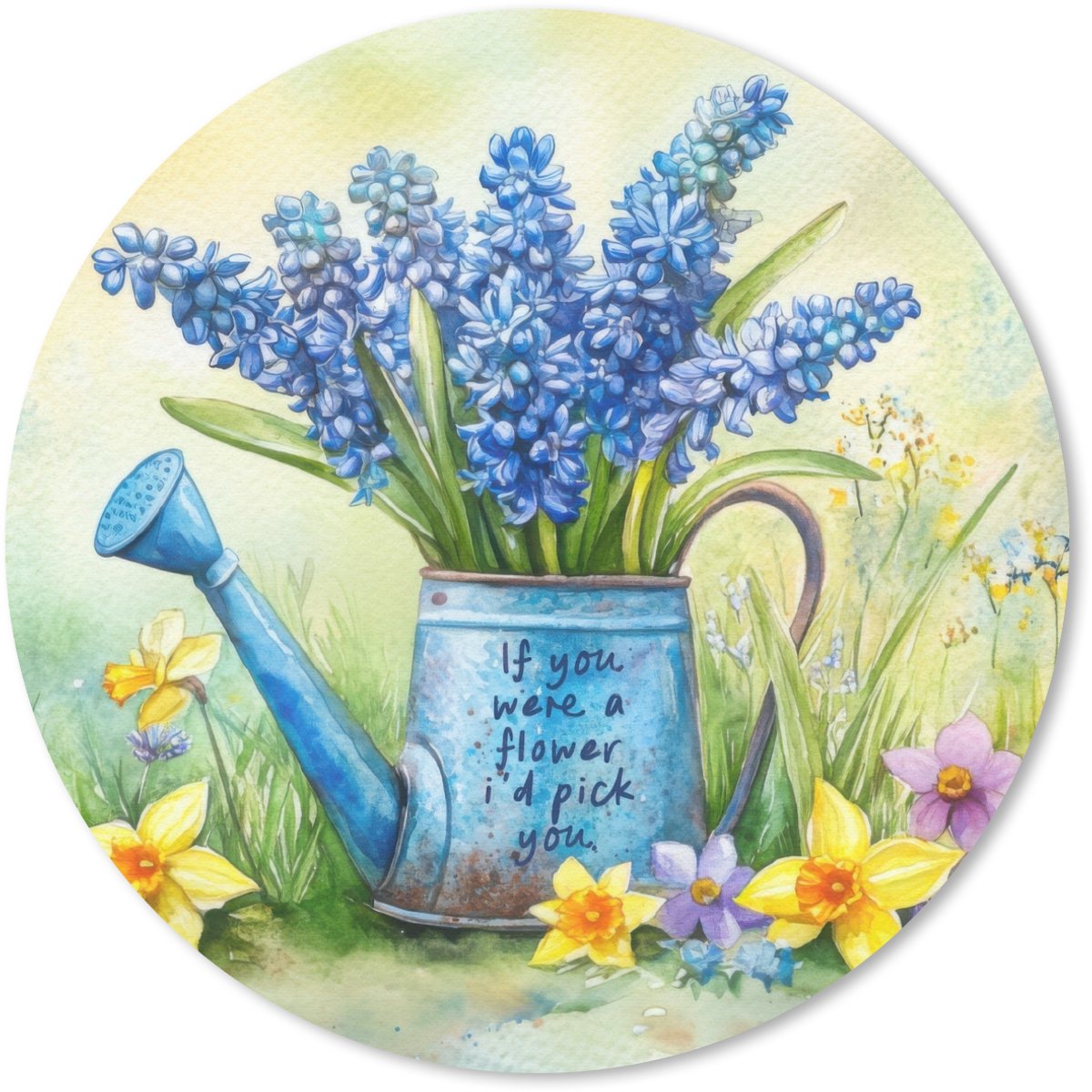 Muismat rond 20x20 cm - Mousepad Lavendelbloemen - Quote - Gieter - Ronde muismatten