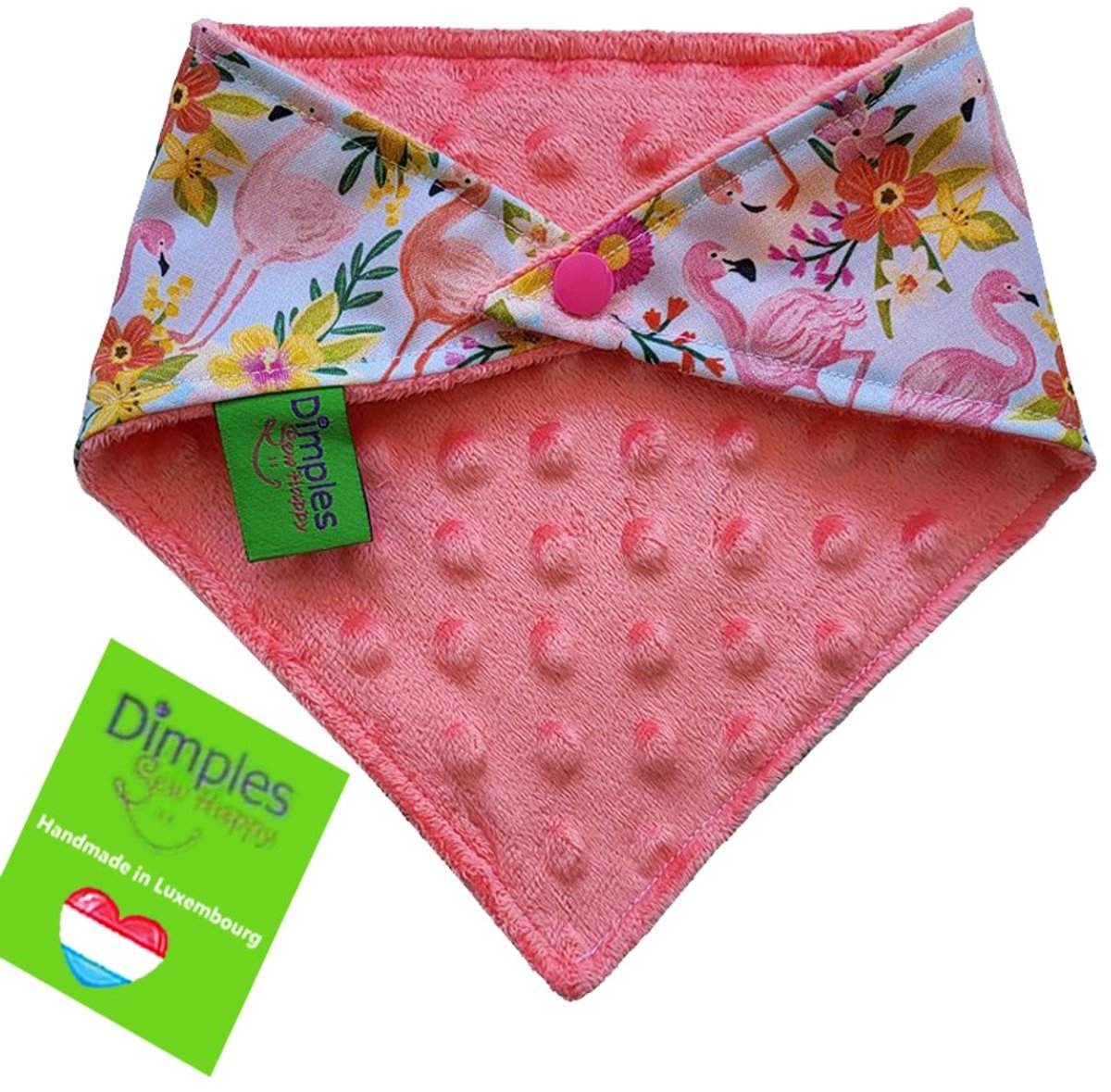 Tropische flamingo hondenhalsdoek - DIMPLES 55cm XL hondensjaal hondenbandana met comfortabele drukknopen