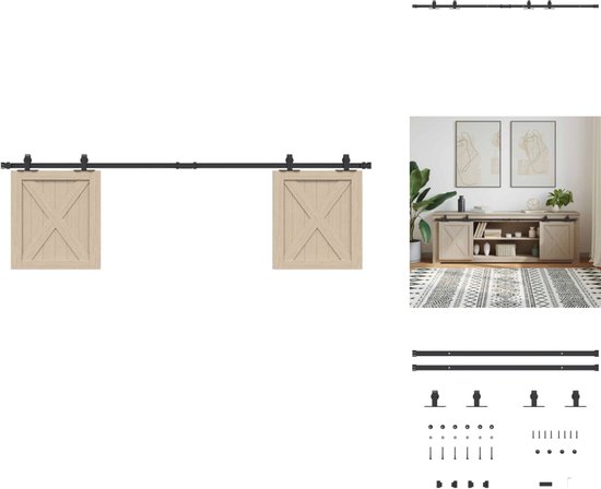 vidaXL Schuifkastdeur Kit - Schuifkastdeur Kits - Schuifkastdeur Hardware - Schuifdeur Track Kit - Ophangset voor schuifdeur 183 cm koolstofstaal