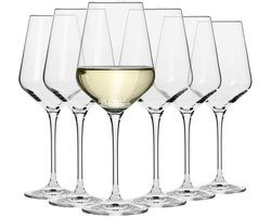 KROSNO | Hoog Witte Wijnglazen | Set van 6 - 390 ml | Avant-Garde Collectie | Loodvrij Kristalglas | Perfect voor Thuis, Restaurants en Feesten | Vaatwasser Veilig