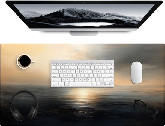 Bureau onderlegger 80x40 cm - Muismat Zon - Horizon - Zee - Bureaumat - Mousepad XXL - Bureau mat - Muismatten groot - Desk organizer - Bureaulegger