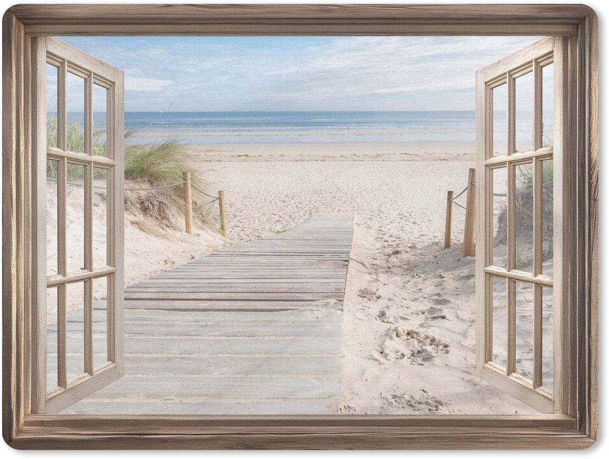 Muismat 23x19 cm - Mousepad Doorkijk - Strand - Duinen - Pad - Landschap - Muismatten