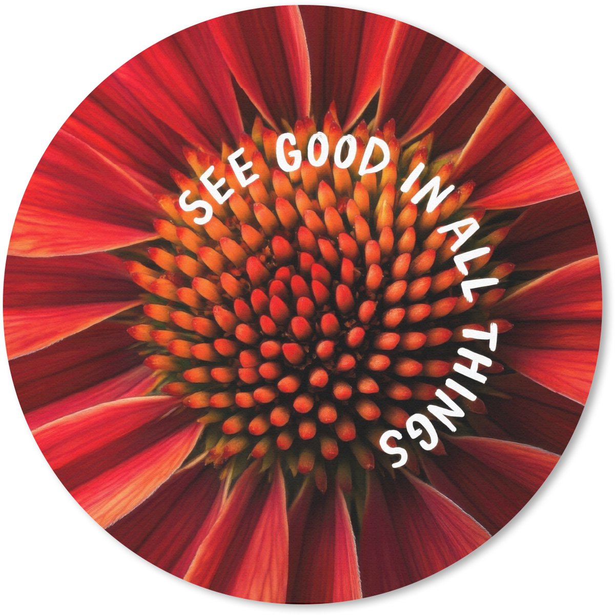 Muismat rond 20x20 cm - Mousepad Close up - Bloem - Quote - Rood - Ronde muismatten