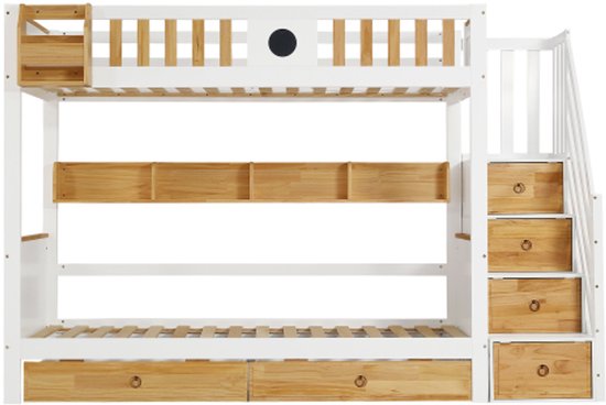 Hoogslaper 140 x 200 cm - Metaal en MDF - Zwart en naturel Matras - JOGUI - Koop nu Hoogslaper 140 x 200 cm - Metaal en MDF - Zwart en naturel Matras - JOGUI - Koop nu