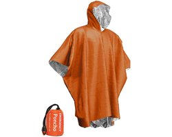 Waterdichte noodregenjas Aluminiumfolie Wegwerpponcho Koude isolatie Regenkleding Dekens Survival Tool Kampeeruitrusting - Oranje