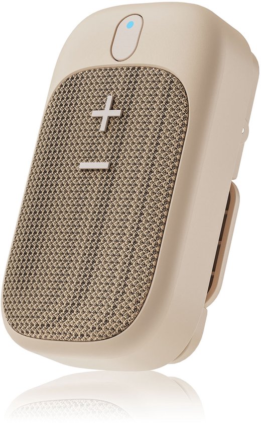 Draagbare Bluetooth speaker waterdicht IPX5, mini clip speaker beige, handsfree bellen, TWS, lichtgewicht, 15u batterij