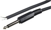 6,35mm Jack (m) mono audio kabel met open eind / zwart - 1,8 meter