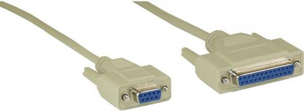 Premium seriële RS232 null modemkabel 9-pins SUB-D (v) - 25-pins SUB-D (v) / gegoten connectoren - 2 meter - InLine