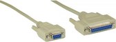 Premium seriële RS232 null modemkabel 9-pins SUB-D (v) - 25-pins SUB-D (v) / gegoten connectoren - 2 meter