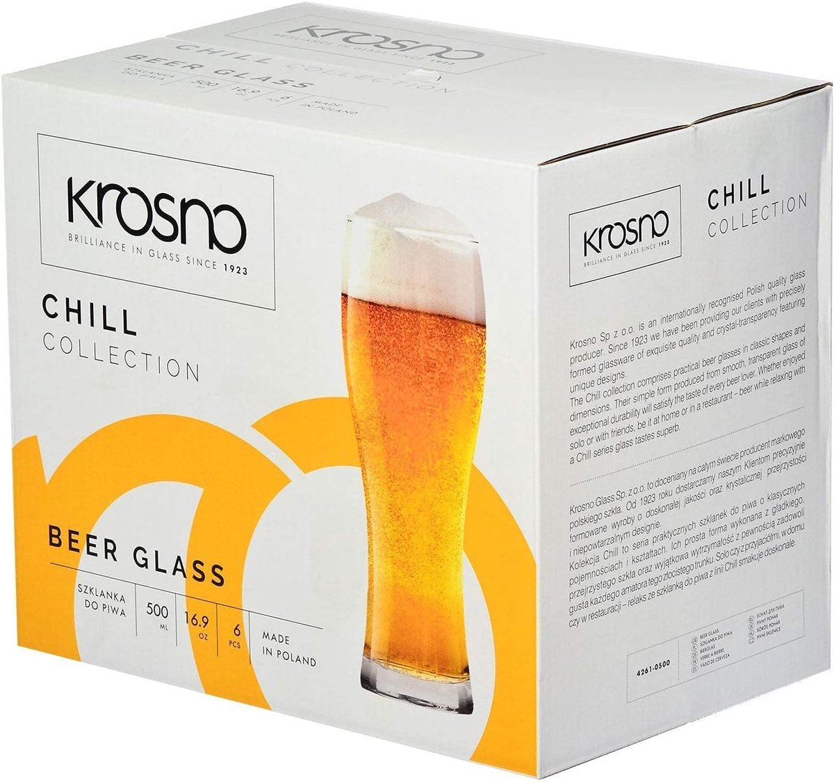 KROSNO | Lange Bier Glazen | Set van 6 - 500 ml | Loodvrij kristalglas | Chill Collectie | Perfect voor Thuis, Restaurants en Feesten | Vaatwasser Veilig – foto 6