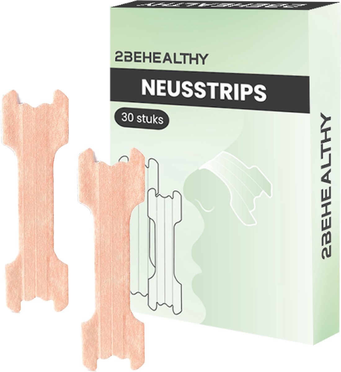 2BEHEALTHY Neusstrips - 30 Stuks - Universeel - Anti Snurk Neuspleisters - Neusspreider - Neus Pleisters - Neusstrips Sport - Nose Strips - Neusstrips Hardlopen - Beige