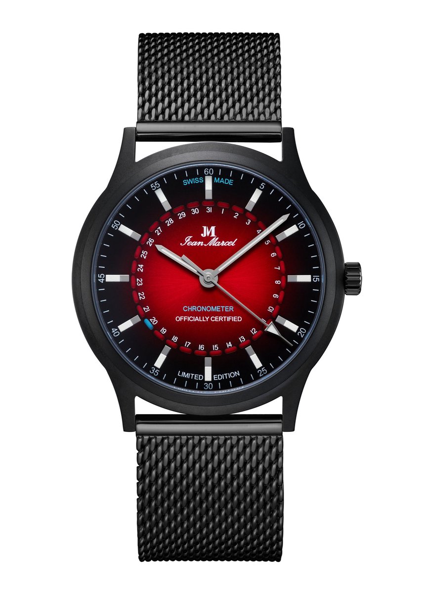 Jean Marcel Stealth COSC - horloge - rood - Milanese band zwart - 41 mm