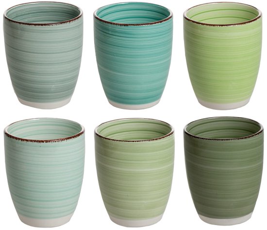 Cookinglife Koffiekopjes / Senseokopjes Delice Groen 160 ml – Set van 6 – Ideaal voor Espresso, Koffie of Senseo – Aardewerk met Donkergroene Reactive Glaze – Vaatwasser- en Magnetronbestendig – Compact, Sfeervol en Ergonomisch