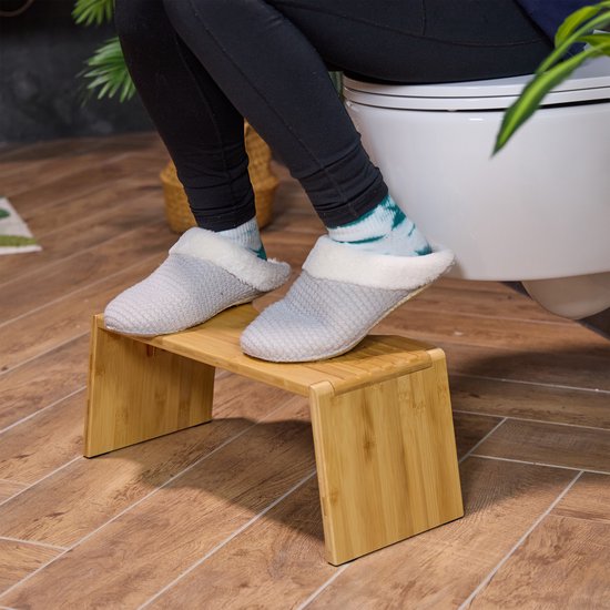 wc krukje - inklapbaar - bamboe - tot 60 kg - toiletkrukje — afbeelding 3