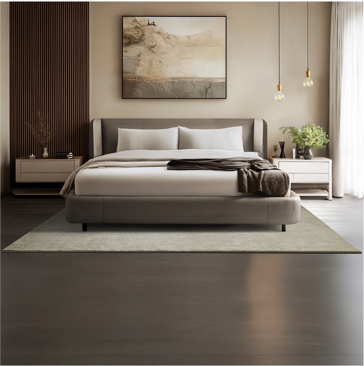 tectake® Kortpolig Vloerkleed - 160 x 230 cm - Zandkleur - 1630 g/m² Poolgewicht - Tapijt voor Woonkamer, Slaapkamer, Eetkamer - Onderhoudsvriendelijk en Wasbaar - Antislip Ondertapijt - Allergievriendelijk - Diverse maten en kleuren