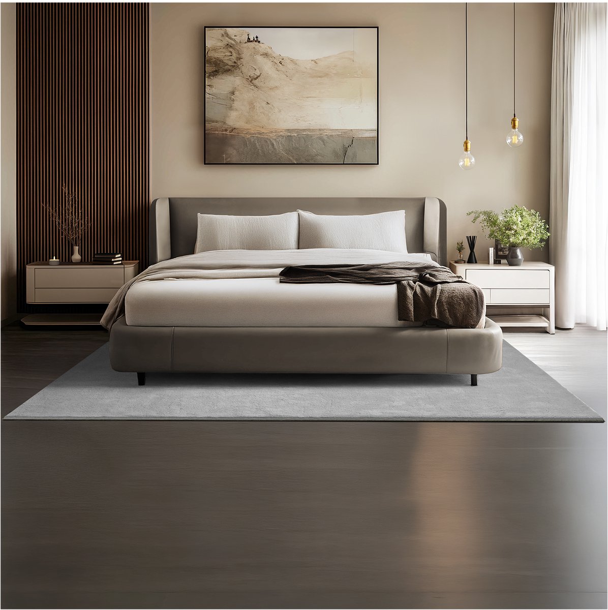 tectake® Kortpolig Vloerkleed - 160 x 230 cm - Grijs - 1630 g/m² Poolgewicht - Tapijt voor Woonkamer, Slaapkamer, Eetkamer - Onderhoudsvriendelijk en Wasbaar - Antislip Ondertapijt - Allergievriendelijk - Diverse maten en kleuren