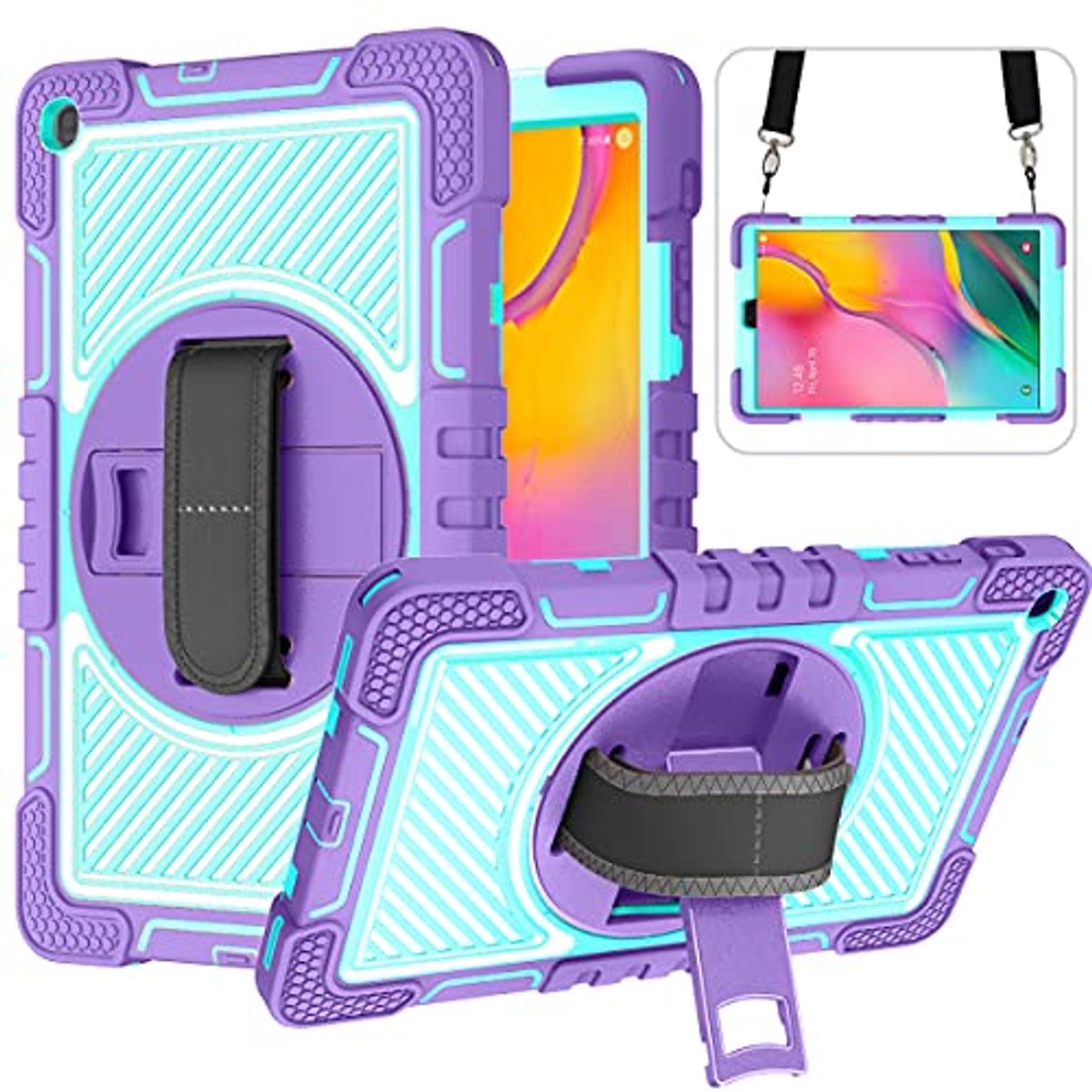 Schokbestendige Samsung Galaxy Tab A 10.1" (2019) Hoes – 360° Draaibaar met Schouderriem