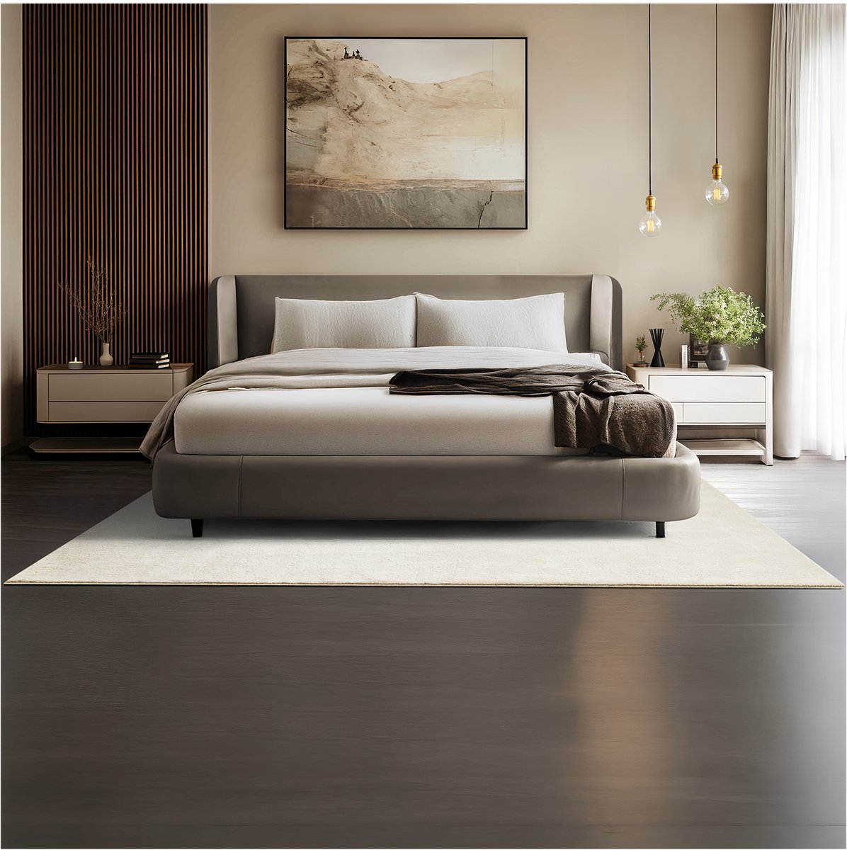 tectake® Kortpolig Vloerkleed - 160 x 230 cm - Creme - 1630 g/m² Poolgewicht - Tapijt voor Woonkamer, Slaapkamer, Eetkamer - Onderhoudsvriendelijk en Wasbaar - Antislip Ondertapijt - Allergievriendelijk - Diverse maten en kleuren
