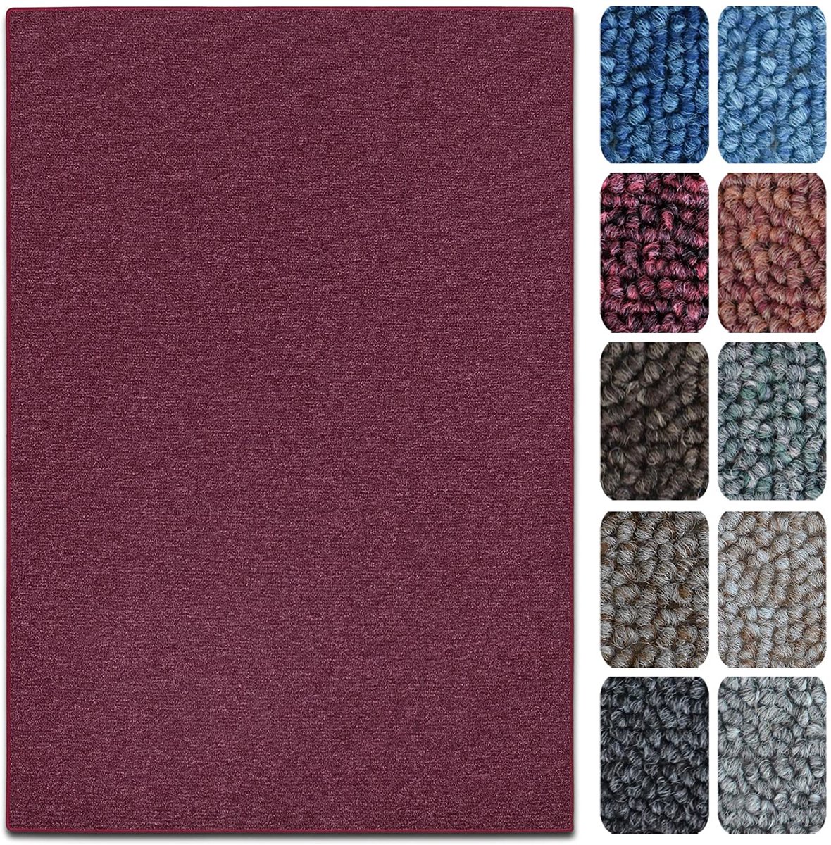 FLOORDIREKT Tapijtloper London - Vlakke Lussenpool - Op Maat Gemaakt - Modern & Easy Care - Wijnrood - 50 x 600 cm
