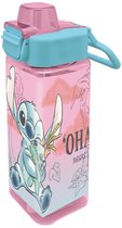 Disney Lilo & Stitch Drinkfles - Bidon - Vierkant - Roze - 500 ml. - 7 x 7 x 22 CM - Schoolbeker