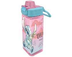 Disney Lilo & Stitch Drinkfles - Bidon - Vierkant - Roze - 500 ml. - 7 x 7 x 22 CM - Schoolbeker