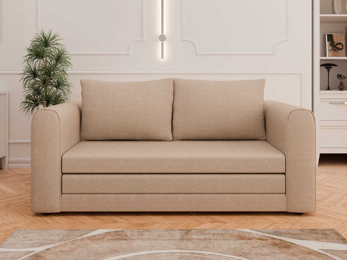 Slaapbank ARELIS, sofa met slaapfunctie, moderne bank, 2-zits, beige