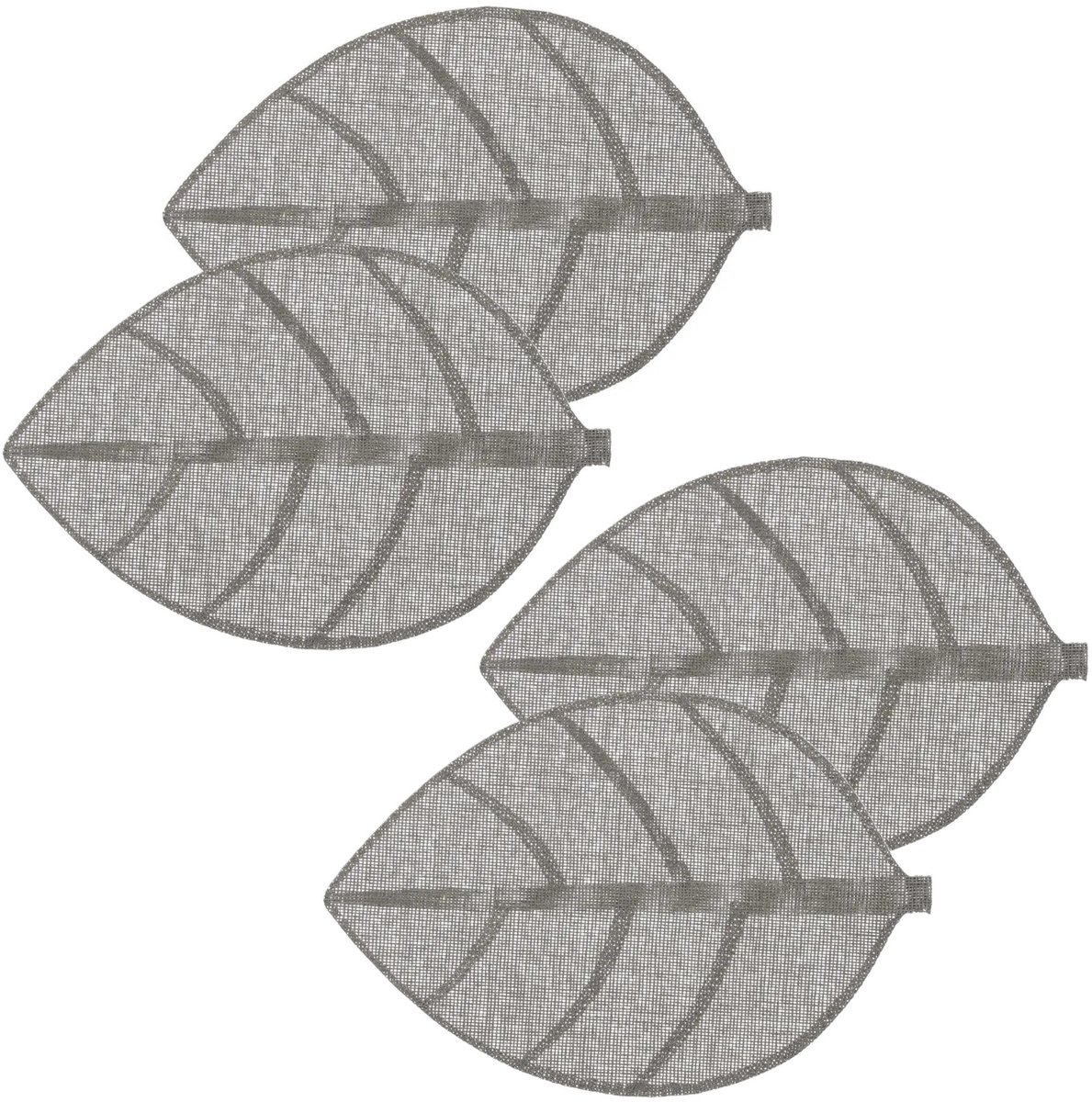 Secret de Gourmet Placemat Leaf - 8x - grijs - ovaal - 50 x 33 cm - Decoratief - BBQ - Tropical