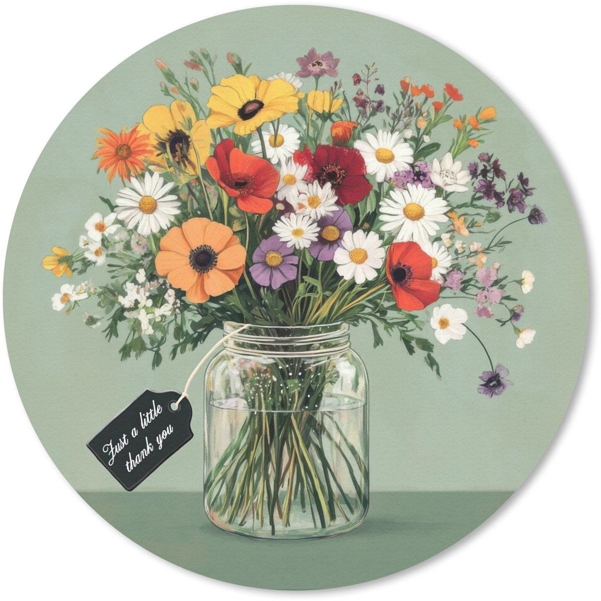 Muismat rond 30x30 cm - Mousepad Bloemen - Vaas - Kaartje - Ronde muismatten