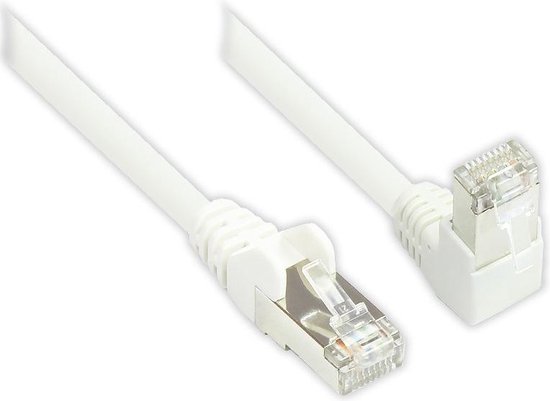 S/FTP CAT6 Gigabit netwerkkabel haaks/recht / wit - 0,50 meter