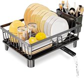 Luft Afdruiprek met Lekbak - Afwasrek - Droogrek voor Afwas - Zwart - Afdruipmat - Ideaal voor Keuken & Camping - RVS