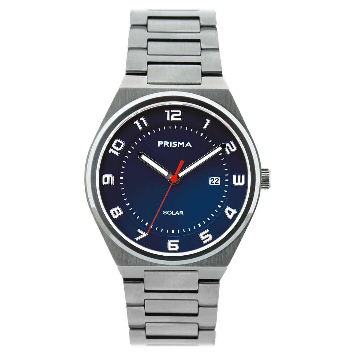 Prisma heren horloge - zonne-energie - solar horloge - blauwe wijzerplaat - luxe