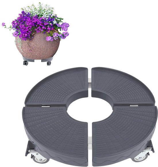 Roule-pot porte plante à roulettes, rotation à 360° avec 4 roues doubles, capacité portante 200 kg, diamètre réglable 41-61 cm, pour plante, pied de parasol, poubelle ( Bleu Roule-pot porte plante à roulettes, rotation à 360° avec 4 roues doubles, capacité portante 200 kg, diamètre réglable 41-61 cm, pour plante, pied de parasol, poubelle ( Bleu