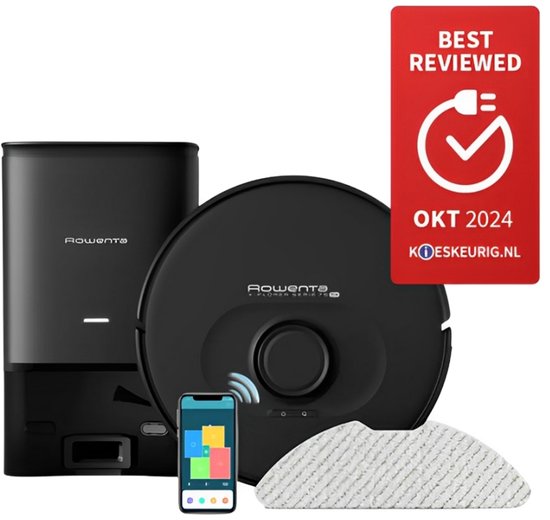Rowenta X-Plorer Serie 75S+ RR8585 - Robotstofzuiger met dweilfunctie - Automatisch leegstation - Zwart