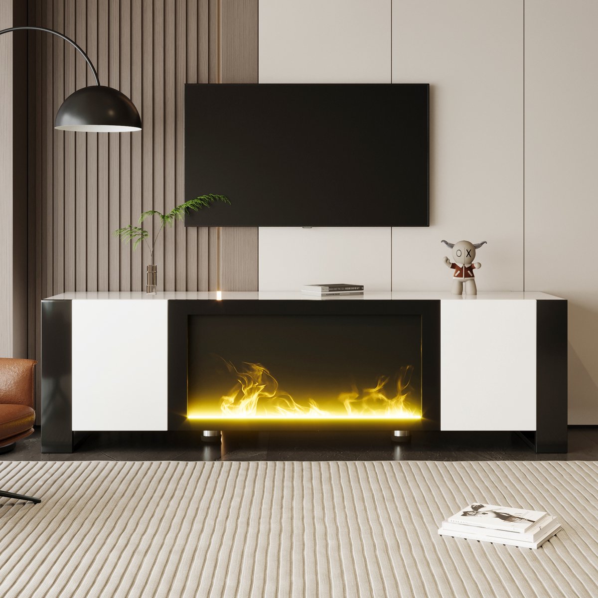 TV-meubel - dressoir met elektrische open haard vlameffect - geen verwarmingsfunctie - hoo