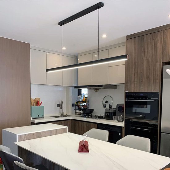 Dimbare LED Hanglamp Eettafel - Moderne Arc Design Met Afstandsbediening (Zwart 120cm)