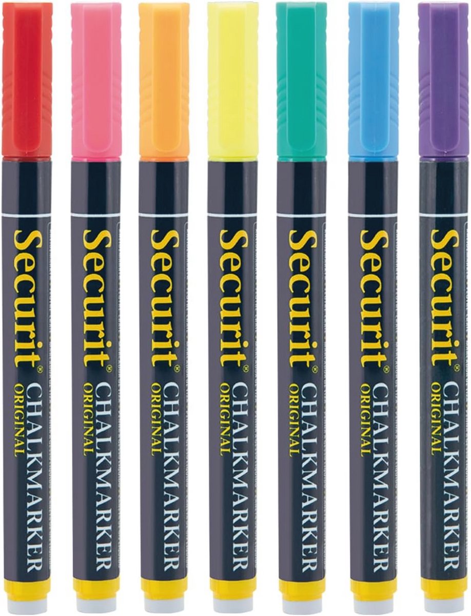 Set van 7 Krijtmarkers met Ronde Punt voor Diverse Oppervlakken